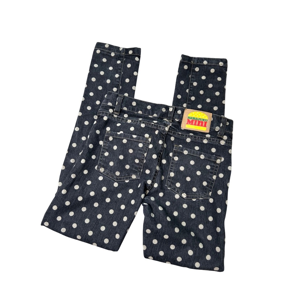 Harajuku Mini Girls Polka Dot Skinny Jeans Gray Size 8 Y2K Funky Retro